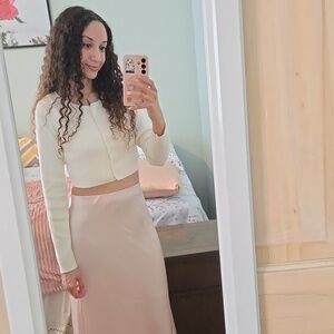 Brandy Melville White Cropped Button-Up Cardigan